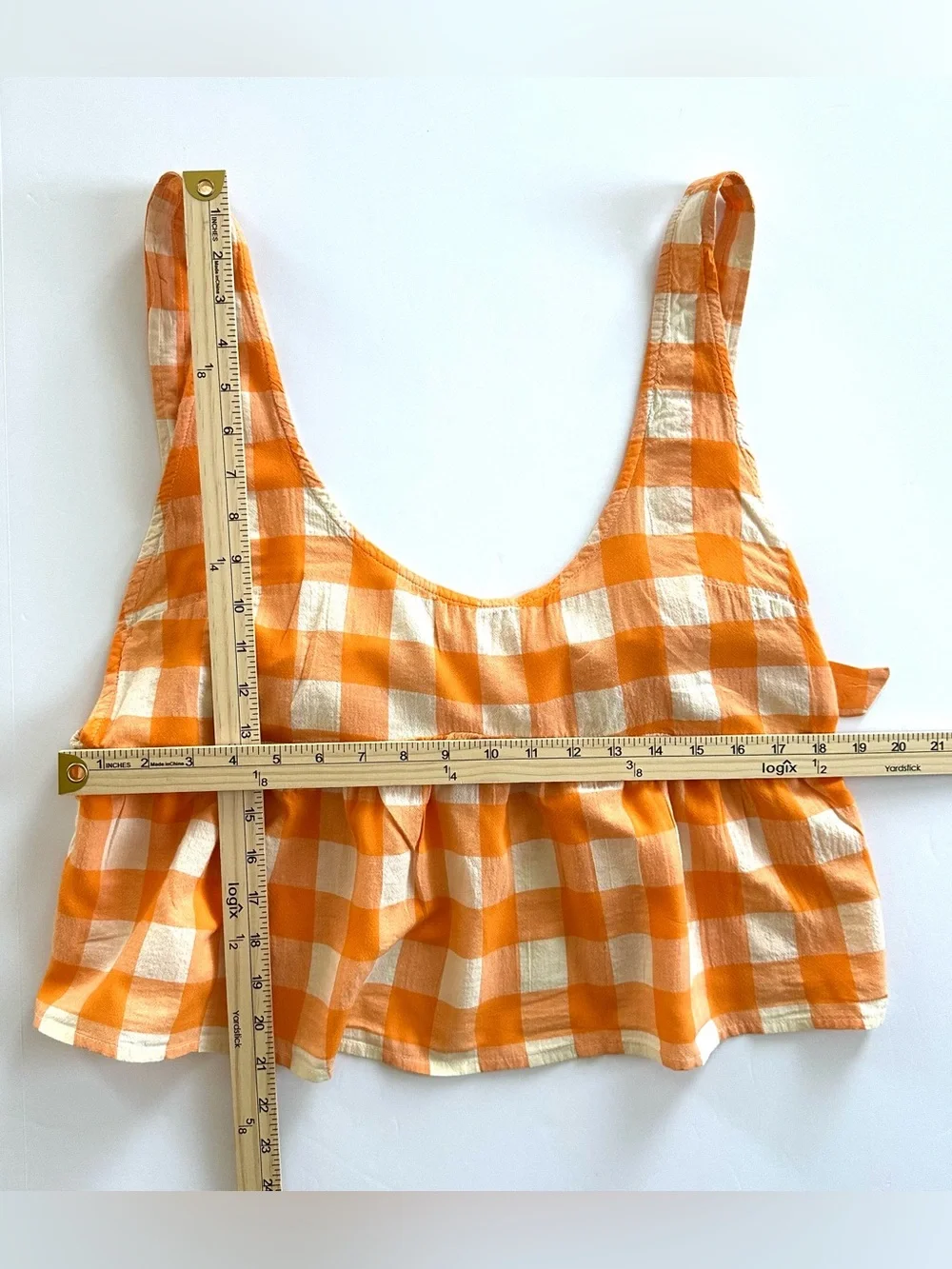 ✨Set✨LyreBird by Anthropologie Swing Tank & Barrel Boxer Pants Marigold Gingham - Picture 14 of 16